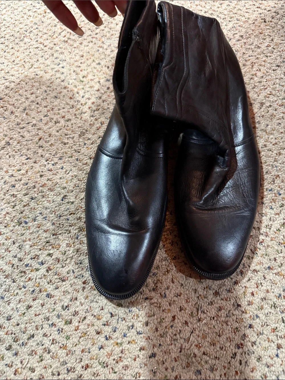 Men's Black Leather Slip-On Chelsea Boots